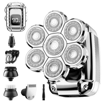 Produktbild von Glatzen Rasierer Herren Kopfrasierer IPX7 Nass Trocken Flexibles Glatzen Rasierer Herren Silber 7D