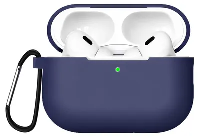 Immagine prodotto di AirPods Pro 3 Custodia protettiva in silicone con moschettone, custodia morbida al tatto, custodia resistente agli urti, antiscivolo, protezione a 360°, blu notte