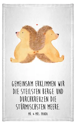 Produktbild von Mr. & Mrs. Panda Handtuch Igel händchenhaltend - Weiß - Geschenk, Verknallt, Freundin, Kleines, Lieblingsmensch, Klein, badezimmer, Love, Liebe, Beziehung, Gästetuch