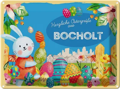 Produktbild von vianmo Blechschild 30x40 cm Ostern Ostergrüße BOCHOLT Gruß