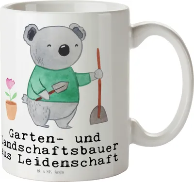 Produktbild von Mr. & Mrs. Panda haferl Garten- und Landschaftsbauer Leidenschaft - Weiß - Geschenk, Gärtner, Keramiktasse, Teetasse, Tasse, Kaffeetasse, Spruch, Pott, Gärtnerei, Lustig