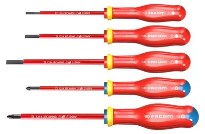 Image de Jeu de 5 tournevis plats et cruciformes PROTWIST isolés 1000 Volts FACOM ATP.J5VE