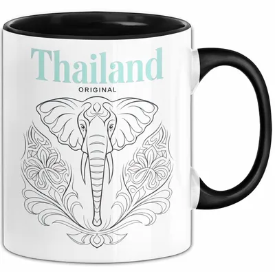 Produktbild von Bangkok Thailand Elefant Tasse Geschenk Lustige Geschenkidee Spruch (Schwarz)