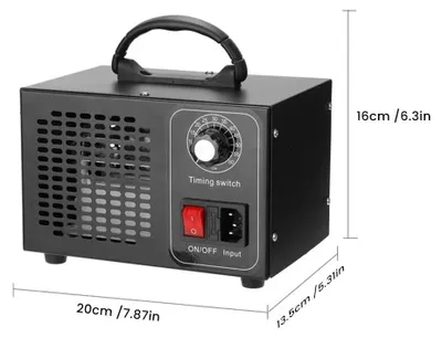 Image de Générateur d'ozone - Purificateur d'air industriel - Production d'ozone : 60 g/h - 110W, 220V, prise européenne - Surface de traitement : 100–200 m³ - Portable, pour la maison et la voiture - Désinfection et élimination des odeurs - Noir