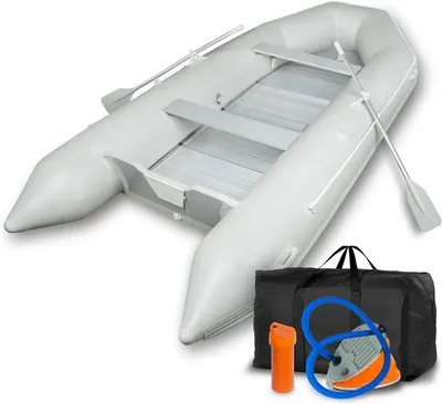 Produktbild von EBERTH Schlauchboot Angelboot Paddelboot aus robustem PVC für Außenborder 8 Personen, 4,60m x 1,90m Boot mit 2X Sitzbank, 2X Paddel, Aluboden, Pumpe