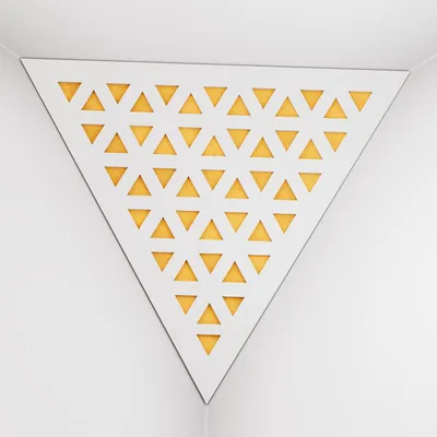 Produktbild von 2er-Pack – Deckenecken-Bassfalle "Triangle-F" | Pyramidenförmiger Akustikschaum mit laminierter HDF-Platte und Stoff [TRI -Weiß|Gelb]