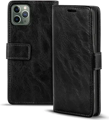 Produktbild von Conie Retro Klapp Hülle für iPhone 11 Pro Kartenfach Tasche Rundumschutz in Schwarz