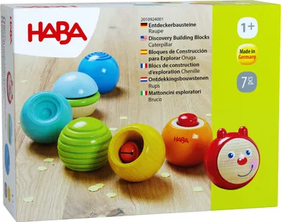 Produktbild von HABA Kleinkindwelt Bau- und Entdeckersteine Entdeckerbausteine Raupe 7 Holzkugeln 2010924001