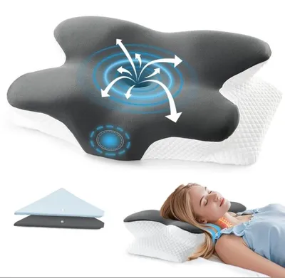 Immagine prodotto di Omgoods - Cuscino ergonomico per il collo in memory foam, con 2 federe