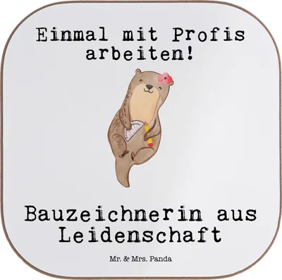 Produktbild von Mr. & Mrs. Panda Untersetzer für Gläser Bauzeichnerin Leidenschaft - Weiß - Geschenk, Tischuntersetzer, gläseruntersetzer, Getränkeuntersetzer, Coaster, Tassenuntersetzer
