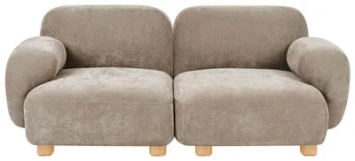 Zdjęcie produktu dla BELIANI Sofa modułowa 2-osobowa beżowa tkanina tapicerowana drewniane nóżki 2 elementy narożne kanapa
