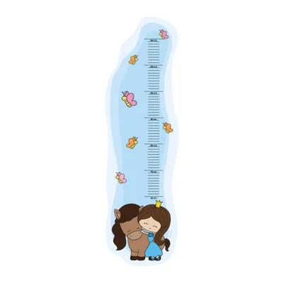 Produktbild von Wandtattoo Messlatte für Kinder – viele Motive für Mädchen & Jungen – selbstklebend & ablösbar (Prinzessin mit Pferd)