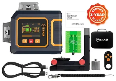 Obrázek produktu pro Laserová vodováha, 3×360° zelený paprsek, LCD displej, CM-S03