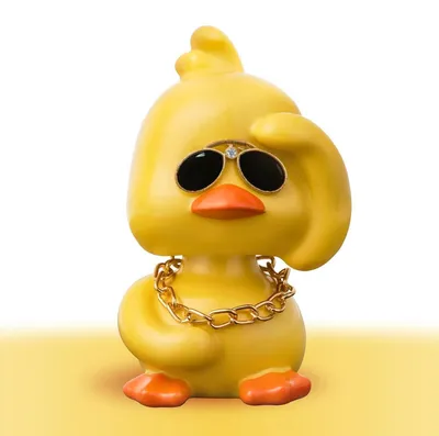Image de Figurine canard jaune, décoration pour tableau de bord de voiture, résine, 6,5 x 5,2 x 9,5 cm