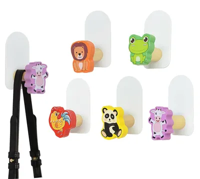Obrázok produktu pre Omgoods – Súprava 5 samolepiacich háčikov pre deti s motívmi zvierat