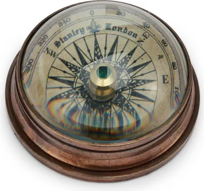 Produktbild von Kompass Maritim mit Domglas aus Messing antik 6cm Peilkompass Richtungsanzeiger