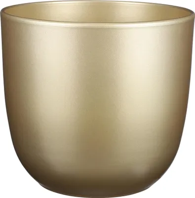 Produktbild von Blumenübertopf "Tusca" aus Keramik H 25 cm – Ø 28 cm Vintage-Gold -  Übertopf Keramik Blumentopf Pflanztopf