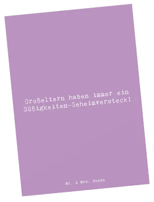 Produktbild von Mr. & Mrs. Panda Ansichtskarte Spruch Großeltern Süßigkeiten - Lavendeltraum - Geschenk, Grußkarte, Ansichtskarten, Enkelkinder, Familie, Geheimversteck, handgemacht