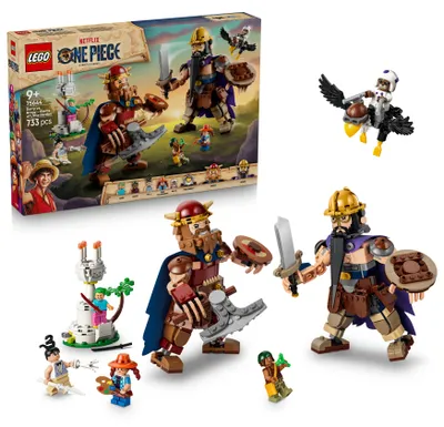 Produktbild von LEGO ONE PIECE Woogey vs. Boogey - Riesen von Little Garden - Interaktives Spielzeug mit 2 Actionfiguren und 5 Minifiguren - Geschenk für Jungen, Mädchen und Fans ab 9 Jahren - 75644