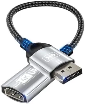 Produktbild von 4K DisplayPort auf HDMI Adapter, Unidirektional DP (Display Port) Stecker auf HDMI Buchse Konverter Kompatibel mit Lenovo, HP, Dell, AMD, NVIDIA, Mehr Passiv