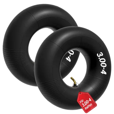 Immagine prodotto di 2 pneumatici slanghetti 3.00-4 per ruota di carriola, dimensioni 260 x 85 mm, camera d'aria di ricambio per pneumatici con valvola angolare TR87