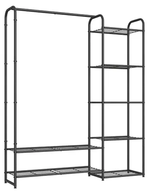 Immagine prodotto di Appendiabiti con ripiani – Organizzatore per abiti – Struttura in acciaio – 29 x 112 x 158,4 cm – 73 kg – Nero opaco