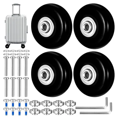 Produktbild von 4 Stk Kofferrollen Ersatzrollen, Koffer Ersatzrollen, Koffer Rollen Ersatzteile Rollen, 50x17mm Gummi Gepäck Ersatzräder für Kofferrädern für Gepäck Koffer Ersatzräder Trolleys Koffer Ersatz Rollen