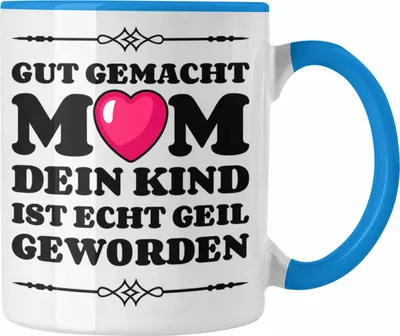 Produktbild von Trendation - Mama Geschenk Muttertagsgeschenk Tasse von Sohn Tochter Lieblingskind Tasse Spruch (Blau)
