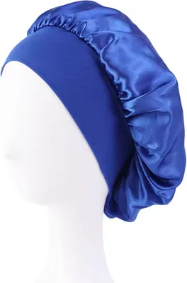 Immagine prodotto di CHPN – Cappuccio in raso per dormire – Cappuccio – Protezione per i capelli – Cuffia da notte – Copricapo in raso – Blu – Elastico