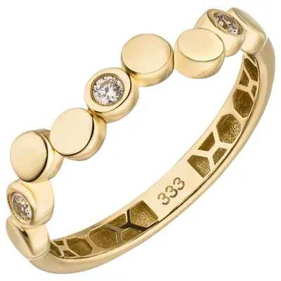 Produktbild von Ring Damenring aus 333 Gold Gelbgold mit 3 Zirkonia Breite 4,4mm Goldring Innenumfang 58mm  Ø18.5mm