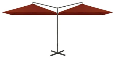 Immagine prodotto di vidaXL Ombrellone doppio con asta in acciaio 600x300 cm Terracotta
