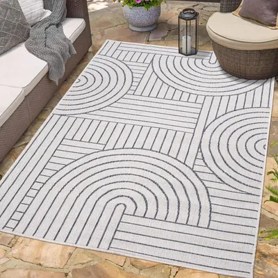 Image de Tapis d'entrée réversible gris 200 x 290 cm pour intérieur et extérieur