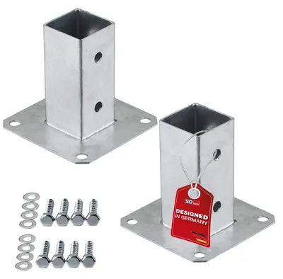 Produktbild von SOTECH Bodenhülse 50 x 50 mm feuerverzinkt – Pfostenträger zum Einbetonieren (2 Stück)