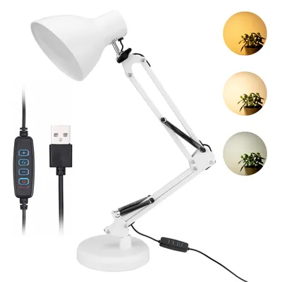 Produktbild von LUMILED LED 7W Schreibtischlampe Schwenkarm Büro Tischlampe Bürolampe Helligkeit Einstellbare Farbwechsel USB Verstellbarer Arm Arbeitsleuchte Nachttischlampe Arbeitszimmer Klemme