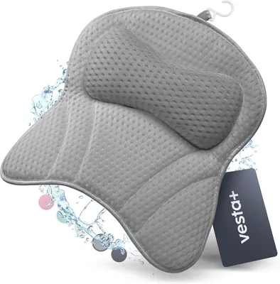 Obrázok produktu pre Vankúš do vane sivý L, ergonomický podhlavník, 6 prísaviek, pre vaňu