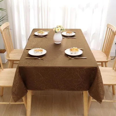Produktbild von DigiRigi® Abwaschbare Jacquard-Tischdecke – Polyester Esstischdecke 140 x 240 cm, fleckenabweisend, kratzfest, rechteckig, Braun