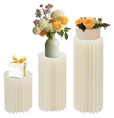 Produktbild von Party Deko Säule - Faltbare Papier Display Säulen 3er Set - Leicht - Freistehend - Für Hochzeit, Geburtstag & Eventdekoration