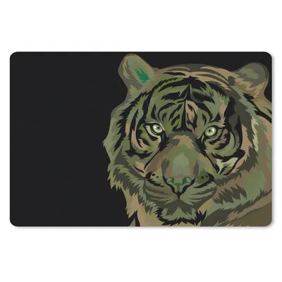Produktbild von MuchoWow® Schreibtischunterlage Tiger - Schwarz - Grau 60x40 cm - XXL Mauspad - Großes Mauspad