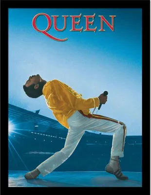 Immagine prodotto di Queen - Poster incorniciato "Live At Wembley" PM9306 (40 cm x 30 cm) (Blu)
