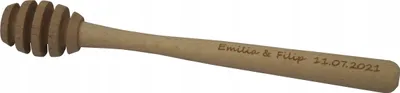 Zdjęcie produktu dla Drewniana łyżeczka miodu miodownik 18 cm + GRAWER