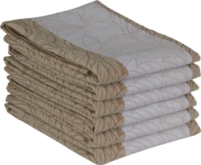 Produktbild von DoubleDry Geschirrtücher Baumwolle - 6-teilig - 50x70cm -   - Hochwertige Geschirrhandtücher - Leaves, Hellbeige