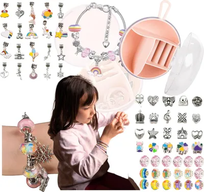 Produktbild von DYMEX Armbänder Set Runde Anhänger Perlen Charms Box