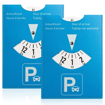Produktbild von Parkscheibe Maxi 11x15cm Kunstleder Blau 2 Stück für Auto Motorrad Wohnmobil