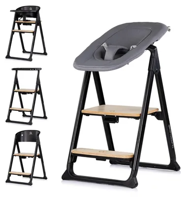 Produktbild von Chipolino Hochstuhl Quatro 4in1 Babywippe Lernturm Kinderstuhl Tablett Fußstütze dunkelgrau