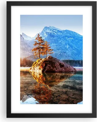 Produktbild von Gerahmtes Poster - Schwarzer Rahmen - Morgendämmerung Berge See - 30x40 cm - Wand Bild - Wanddeko - Wandbilder - Kunstposter - Wandposter - Bilderrahmen - Bilder - Kunstdruck - P2BPA30x40-4617