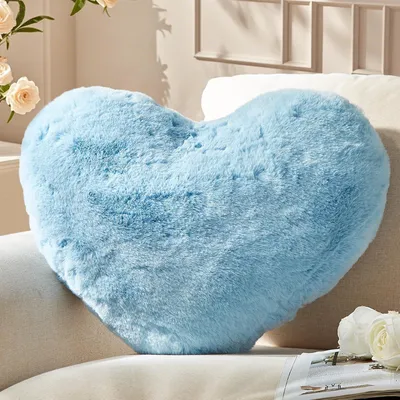 Immagine prodotto di Cuscino decorativo a forma di cuore, 38x48 cm, azzurro chiaro, in peluche, per il soggiorno