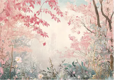 Produktbild von Fototapete Wald - Rosa Natur - 400x280 cm - inklusive kleister - Vlies Tapete - Vliestapete Wohnzimmer Schlafzimmer Küche Modern Wandtapete