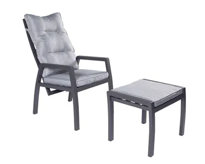 Produktbild von LC Garden »Bondino« Dining Positionsstuhl + Hocker inkl. Kissen anthrazit-eckig