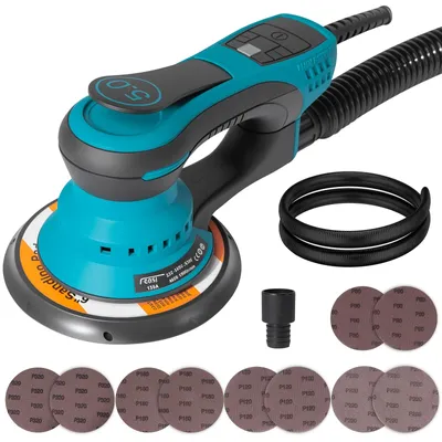 Obrázek produktu pro Elektrický bruska – ruční bruska a leštička – 350 W – bezuhlíkový motor – 15 cm – 6 stupňů rychlosti – pro tmelení zdí, opracování kamene, kovu a autolaků