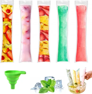 Produktbild von Eis am Stiel,Wassereis Tš¹ten Eisformen,Wegwerf Eis Pop Form,Einweg-Eisbeutel mit Rei?verschluss,Hausgemachte Snack,DIY Joghurt Sticks Frucht Smoothies,Eis Pop Form mit Trichter,50 Stš¹ck